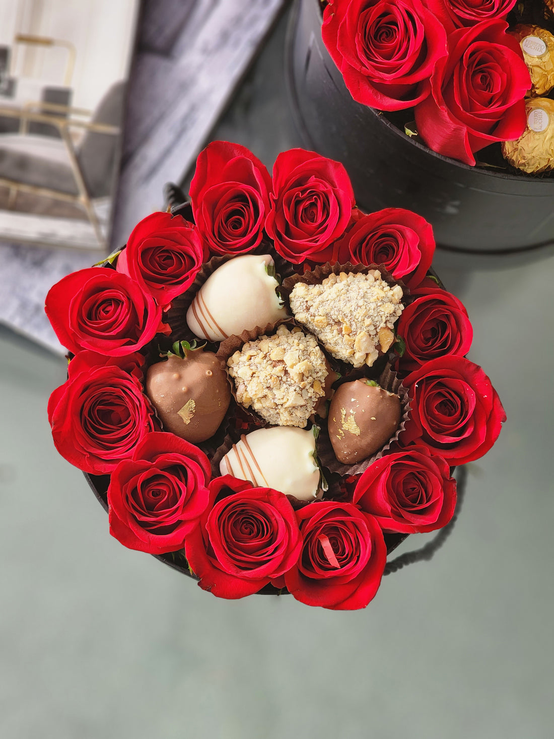 Roses and Berries Ring Box Red