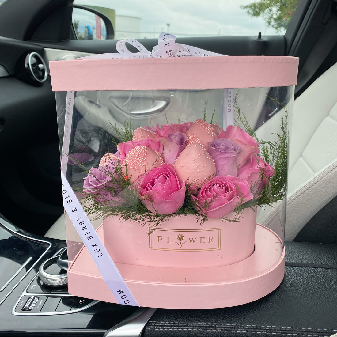 Heart Drop Roses and Chocolate Strawberries