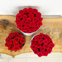 Preserved Eternity Roses in a Round Box