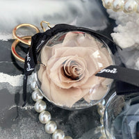 Pearls and Preserved Rose Key Chain