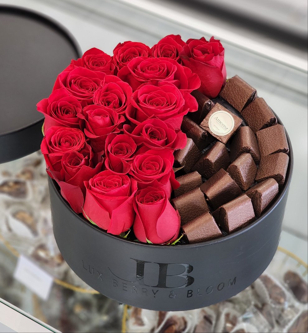 Fresh Roses and Caramel Chocolate
